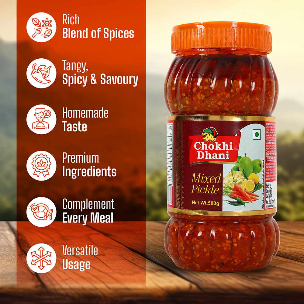 Mixed Pickle 500g, Garlic Pickle 200g | Spicy & Tasty | Combo Pack